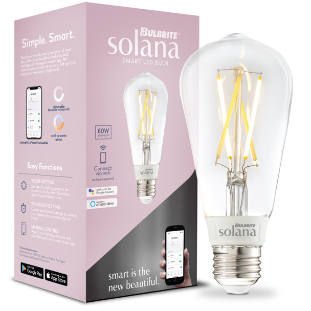 Bulbrite Solana Smart LED Wifi Light Bulb, ST18 / E26 Base, 5.5w, 2700K, Clear Finish - alternate image 2