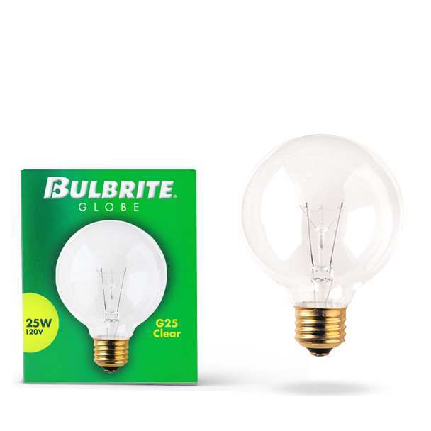 Bulbrite Incandescent 25 Watt G25 Light Bulb With A Clear Finish And Medium Screw (E26) Base, 2700K (Warm White Light) - alternate image 2