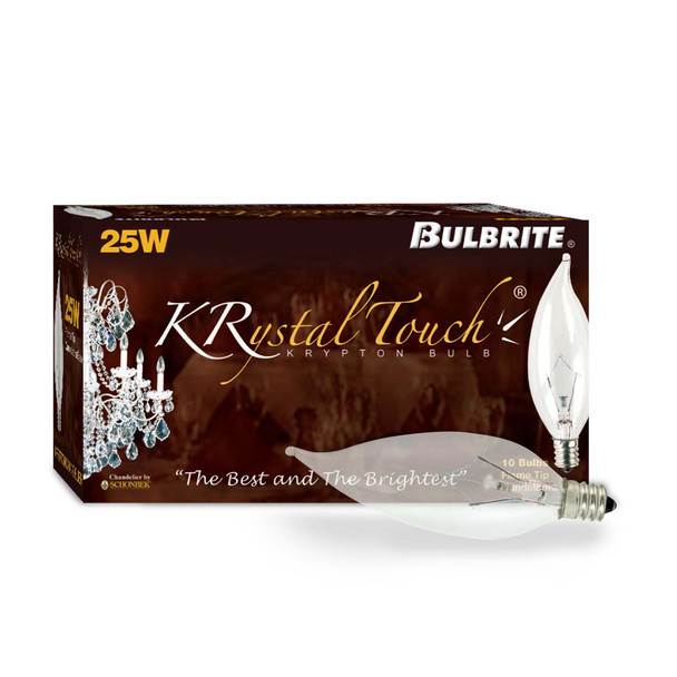 Bulbrite Krypton/Xenon 25 Watt CA10 Flame Light Bulb With A Clear Finish And Candelabra Screw (E12) Base, 2700K (Warm White Light) - alternate image 2
