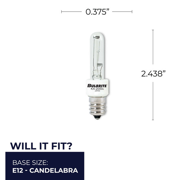 Bulbrite Krypton/Xenon 20 Watt T3 Light Bulb With A Clear Finish, 2700K (Warm White Light) - alternate image 2