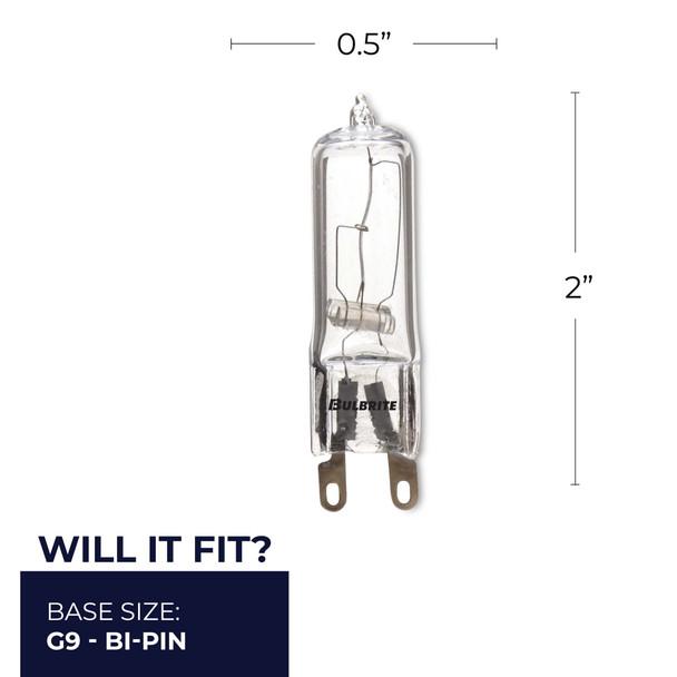 Bulbrite Halogen 40 Watt T4 Light Bulb With Bi-Pin (G9) Base, 2900K (Soft White Light) - alternate image 2