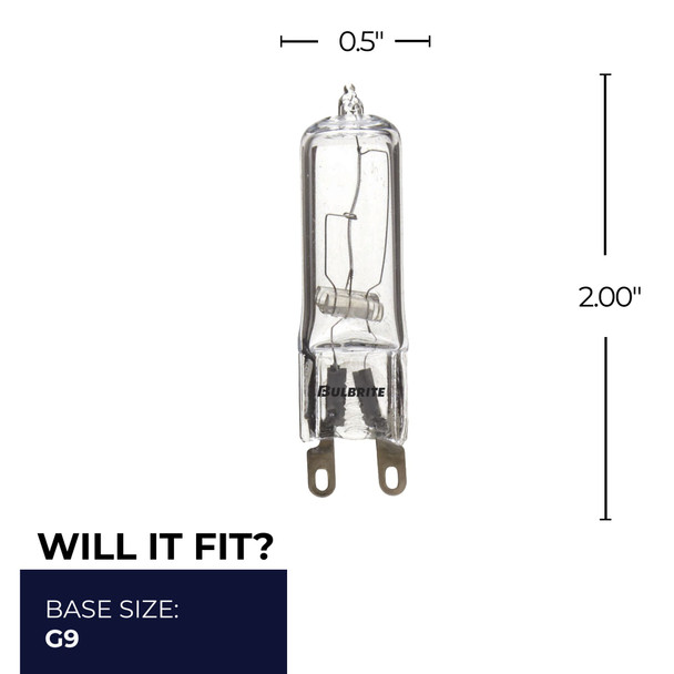 Bulbrite Halogen 60 Watt T4 Light Bulb With Bi-Pin (G9) Base, 2900K (Soft White Light) - alternate image 2