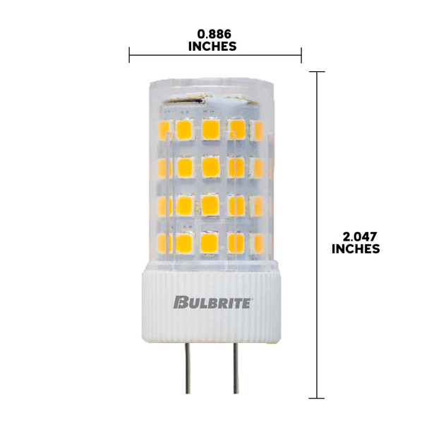 LED Filament 5 Watt T7 Light Bulb With A Clear Finish And A Bi-Pin Gy6.35 Base - 3000K (Soft White Light) 550 Lumens - alternate image 3