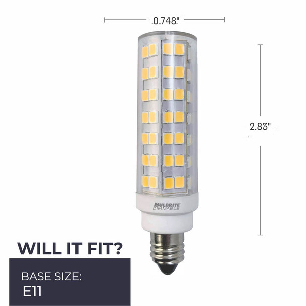 Bulbrite LED 6.5 Watt T6 Light Bulb With A Clear Finish And Mini-Candelabra Screw (E11) Base - alternate image 3