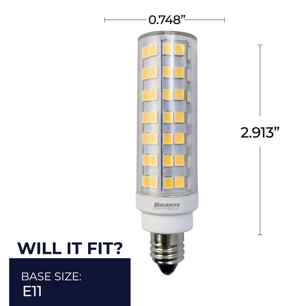 Bulbrite LED 6.5 Watt T6 Light Bulb With A Clear Finish And Mini-Candelabra Screw (E11) Base - alternate image 5