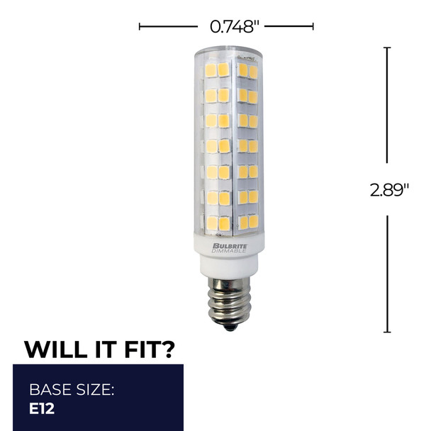 Bulbrite LED 6.5 Watt T6 Light Bulb With A Clear Finish And Candelabra Screw (E12) Base - alternate image 2