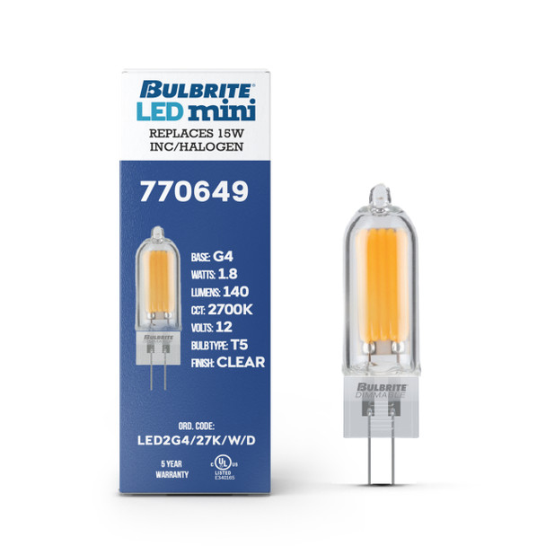 Bulbrite LED 1.8 Watt T5 Light Bulb With Bi-Pin (G4) Base - alternate image 2