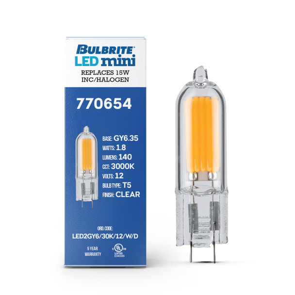 Bulbrite LED 1.8 Watt T5 Light Bulb With Gy6.35 Base - alternate image 7