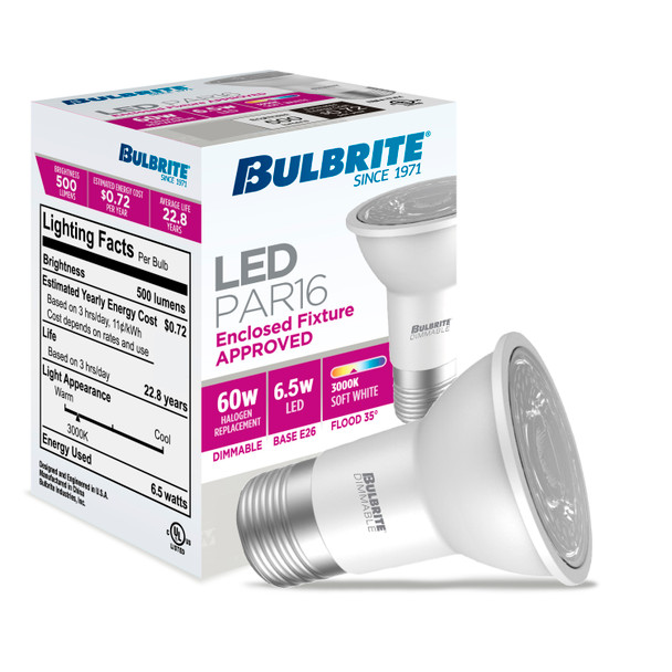 LED 6.5 Watt Par16 Light Bulb With A Medium Screw E26 Base - 3000K (Soft White Light) 500 Lumens - alternate image 2