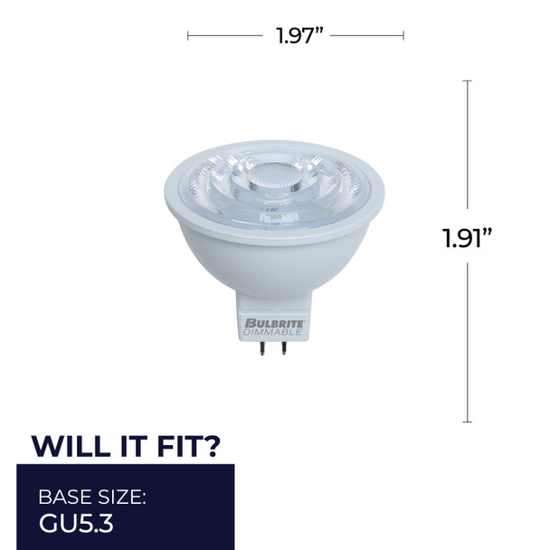 Bulbrite LED 6.5 Watt MR16 Light Bulb With Bi-Pin (Gu5.3) Base, 3000K (Soft White Light) - alternate image 3