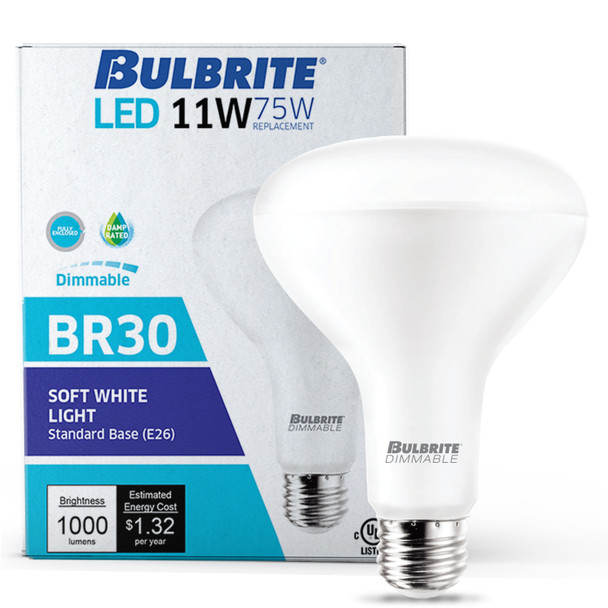 Bulbrite LED Filament 11 Watt Dimmable BR30 Light Bulb With Frost Glass Finish And Medium (E26) Base - 3000K (Soft White Light), 1000 Lumens - alternate image 2