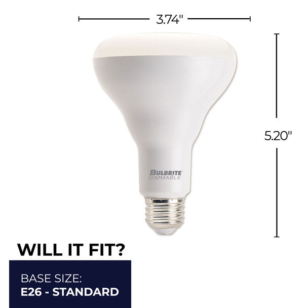 LED Filament 8 Watt Dimmable BR30 Light Bulb With Frost Finish And Medium Screw 2700K E26 Base - 2700K (Warm White Light) 650 Lumens - alternate image 4