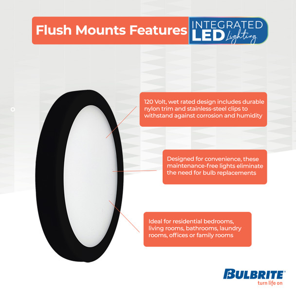 Bulbrite LED 10.3 Watt Flush Mount Fixture, 3000K (Soft White Light) - alternate image 3