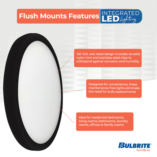 Bulbrite LED 14 Watt Flush Mount Fixture, 3000K (Soft White Light) - alternate image 3