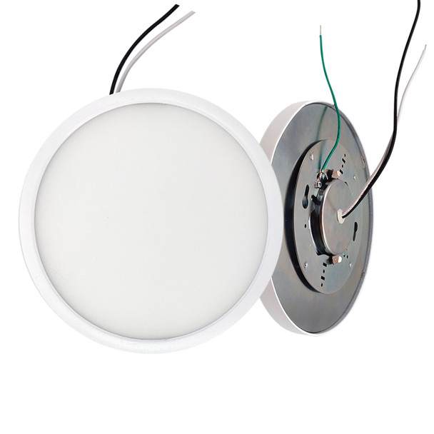 7" Round 10.3-Watt 5 Color Selectable LED Flush Mount Light, 1150 Lumens, White Finish - angled view