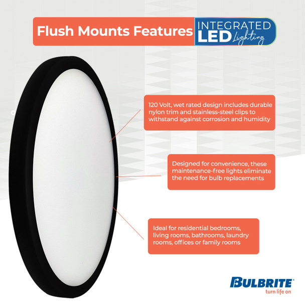 Bulbrite LED 17 Watt Flush Mount Fixture, 3000K (Soft White Light) - alternate image 3