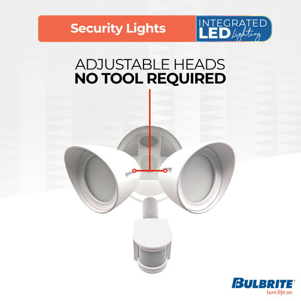 Motion Sensor / Dusk-To-Dawn Wired Outdoor 2-Head LED Security Flood Light, White Finish - alternate image 3