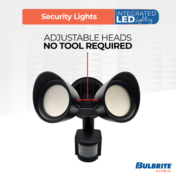 Motion Sensor / Dusk-To-Dawn Wired Outdoor 2-Head LED Security Flood Light, Black Finish - alternate image 3