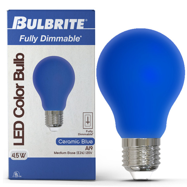 25-Watt Equivalent Ceramic Blue Color A19 Weatherproof Outdoor E26 Medium Base LED Light Bulb - alternate image 2