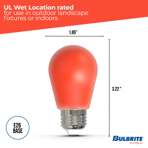 25-Watt Equivalent Ceramic Red Color S14 Weatherproof Outdoor E26 Medium Base LED Light Bulb - alternate image 4