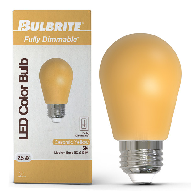 25-Watt Equivalent Ceramic Yellow Color S14 Weatherproof Outdoor E26 Medium Base LED Light Bulb - alternate image 2
