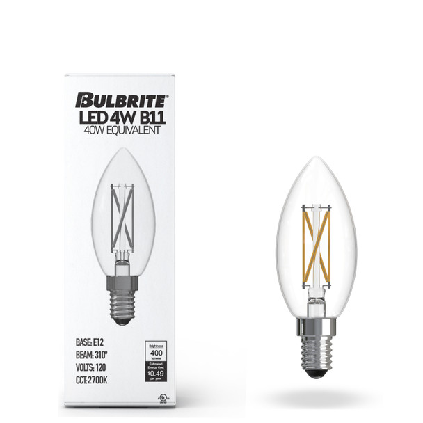 Bulbrite LED 4.1 Watt B11 Light Bulb With A Clear Finish And Candelabra Screw (E12) Base - alternate image 2