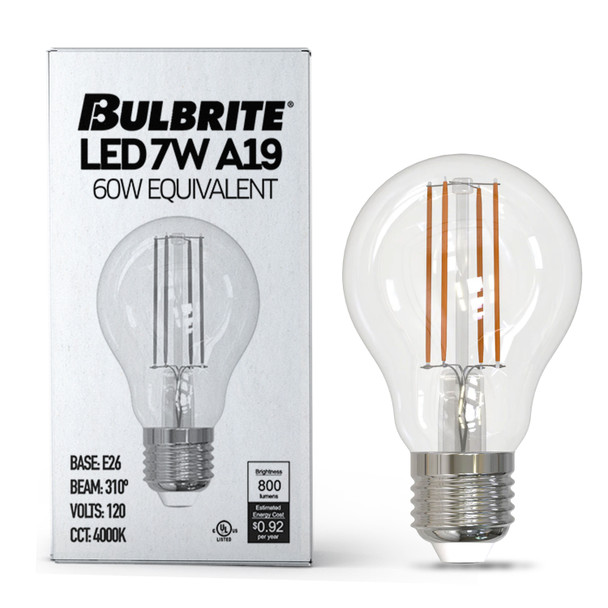 Bulbrite LED 7.6 Watt A19 Light Bulb With A Clear Finish And Medium Screw (E26) Base - alternate image 8