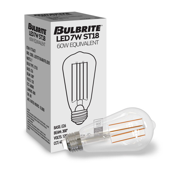 Bulbrite LED 7.6 Watt ST18 Light Bulb With A Clear Finish And Medium Screw (E26) Base - alternate image 8