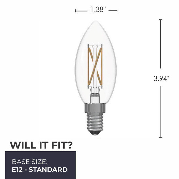 Bulbrite LED 4.1 Watt B11 Light Bulb With A Clear Finish And Candelabra Screw (E12) Base, Pack Of 25 - alternate image 3