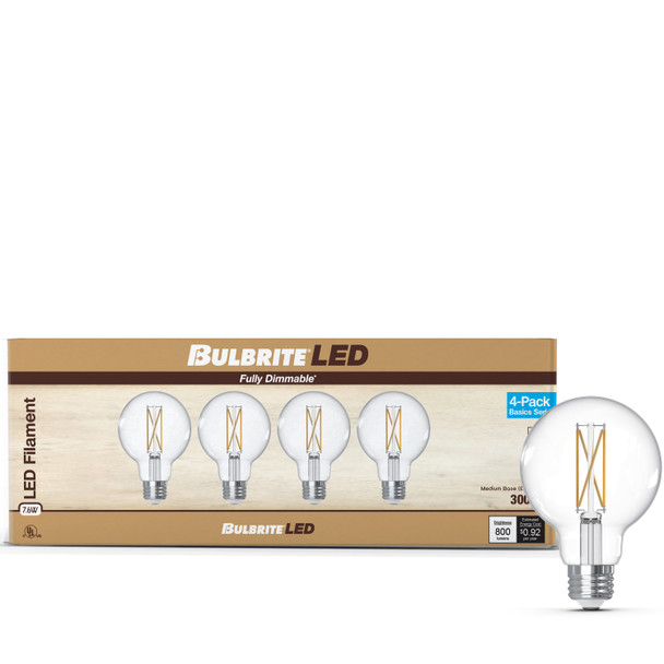 Bulbrite LED 7.6 Watt G25 Light Bulb With A Clear Finish And Medium Screw (E26) Base, Pack Of 4 - alternate image 7