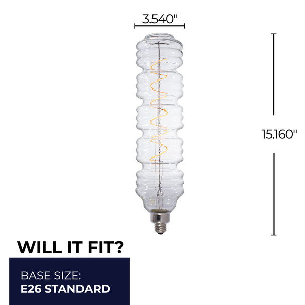 Bulbrite LED Grand Spiral Filament Water Bottle Wb Shaped Light Bulb, Medium Base (E26),1-Pack, Clear - alternate image 2