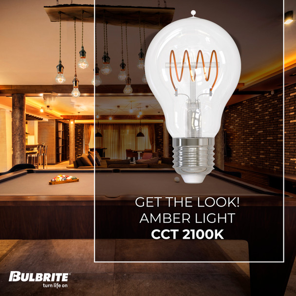 Bulbrite LED 4.5 Watt A19 Loop Light Bulb With A Clear Finish And Medium Screw (E26) Base, 2100K (Amber Light) - alternate image 3