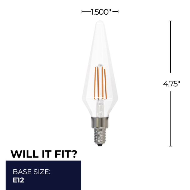 Bulbrite LED 4 Watt Prism Light Bulb With A Clear Finish And Candelabra Screw (E12) Base, 3000K (Soft White Light) - alternate image 3