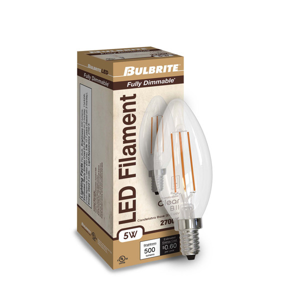 Bulbrite LED 5 Watt B11 Light Bulb With Candelabra Screw (E12) Base - alternate image 2