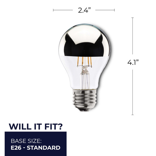 LED Filament 4.5 Watt A19 Light Bulb With A Half Chrome Finish And A Medium Screw E26 Base - 2700K (Warm White Light) 360 Lumens - alternate image 4