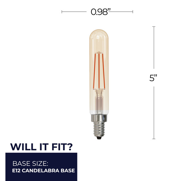 Bulbrite LED 4.5 Watt T8 Light Bulb With An Antique Finish And Candelabra Screw (E12) Base, 2100K (Amber Light) - alternate image 2