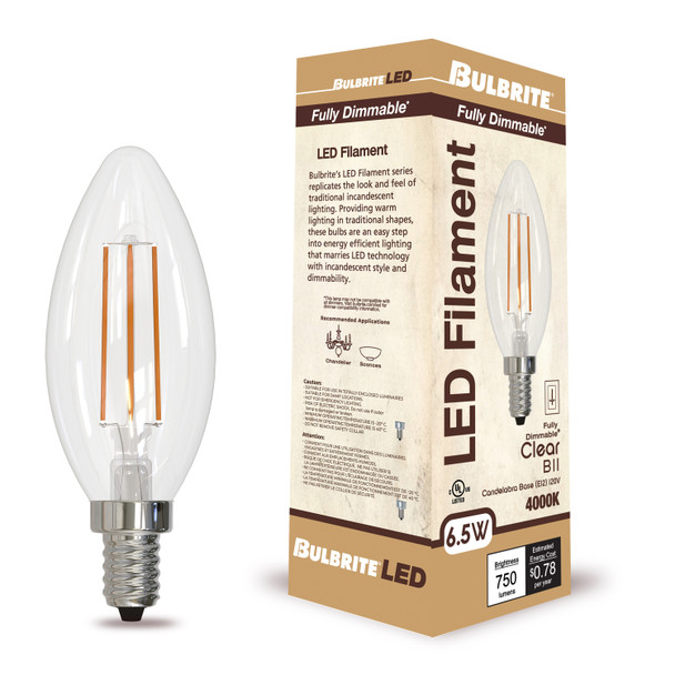 Bulbrite LED 6.5 Watt B11 Light Bulb With Candelabra Screw (E12) Base - alternate image 11