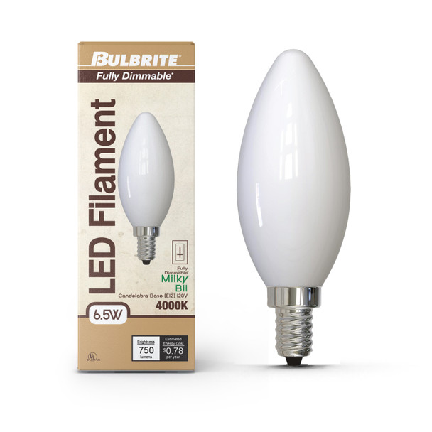 Bulbrite LED 6.5 Watt B11 Light Bulb With Candelabra Screw (E12) Base - alternate image 13
