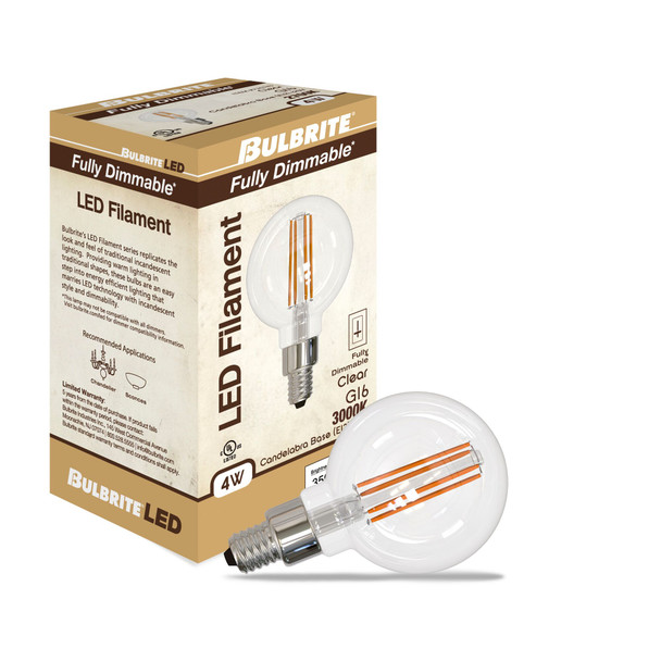 Bulbrite LED 4 Watt G16 Light Bulb With A Clear Finish And Candelabra Screw (E12) Base - alternate image 4