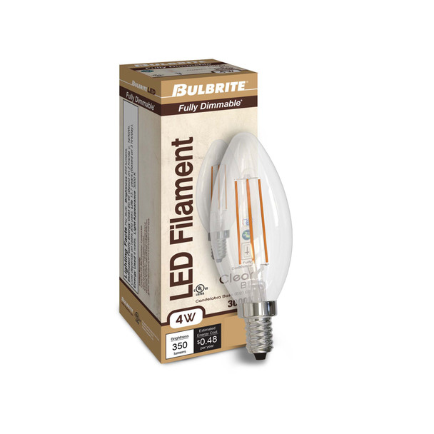 Bulbrite LED 4 Watt B11 Light Bulb With A Clear Finish And Candelabra Screw (E12) Base - alternate image 4