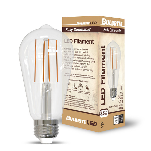 Bulbrite LED 8.5 Watt ST18 Light Bulb With A Clear Finish And Medium Screw (E26) Base - alternate image 6