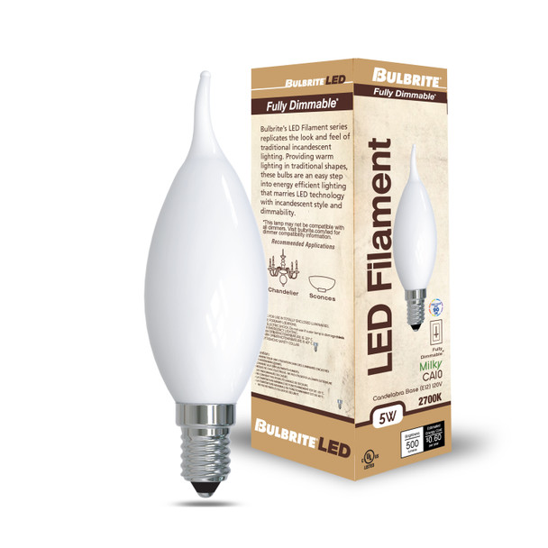 Bulbrite LED 5 Watt CA10 Flame Light Bulb With A Milky Finish - alternate image 2