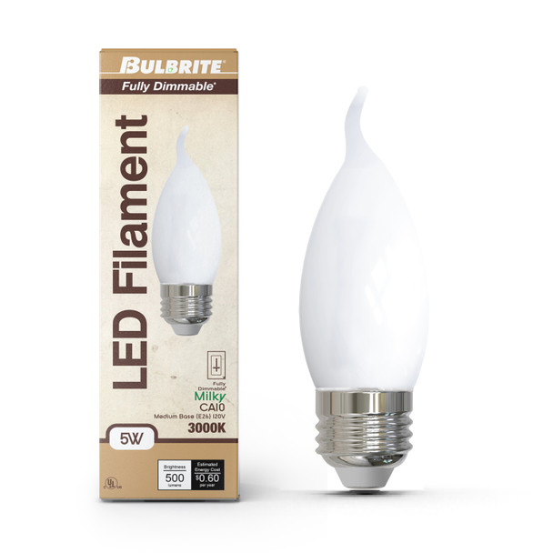 Bulbrite LED 5 Watt CA10 Flame Light Bulb With A Milky Finish - alternate image 7