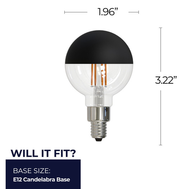 Bulbrite LED 2.5 Watt G16 Light Bulb With Candelabra Screw (E12) Base, 2700K (Warm White Light) - alternate image 4