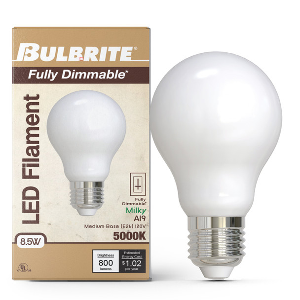 Bulbrite LED 8.5 Watt A19 Light Bulb With A Milky Finish And Medium Screw (E26) Base - alternate image 2