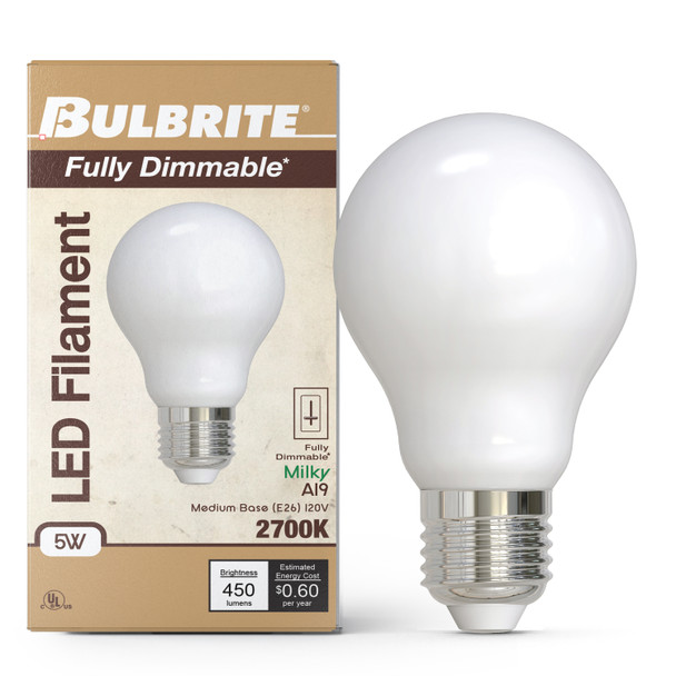 Bulbrite LED 5 Watt A19 Light Bulb With Medium Screw (E26) Base, 2700K (Warm White Light) - alternate image 7