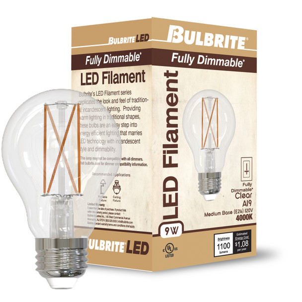 Bulbrite LED 9 Watt A19 Light Bulb With A Clear Finish And Medium Screw (E26) Base - alternate image 5