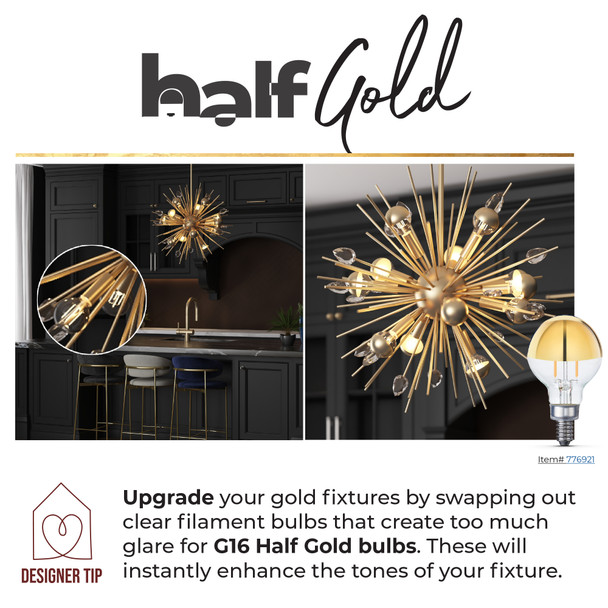 LED Filament 4.5 Watt G25 Light Bulb With A Half Gold Finish And A Medium Screw E26 Base - 2700K (Warm White Light) 350 Lumens - alternate image 6