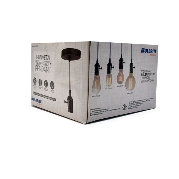 Bulbrite LED Pendant Fixture With A Gunmetal Finish - alternate image 2