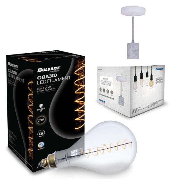 Bulbrite LED 4 Watt Pendant Fixture With A Clear Finish, 2200K (Amber Light) - alternate image 2